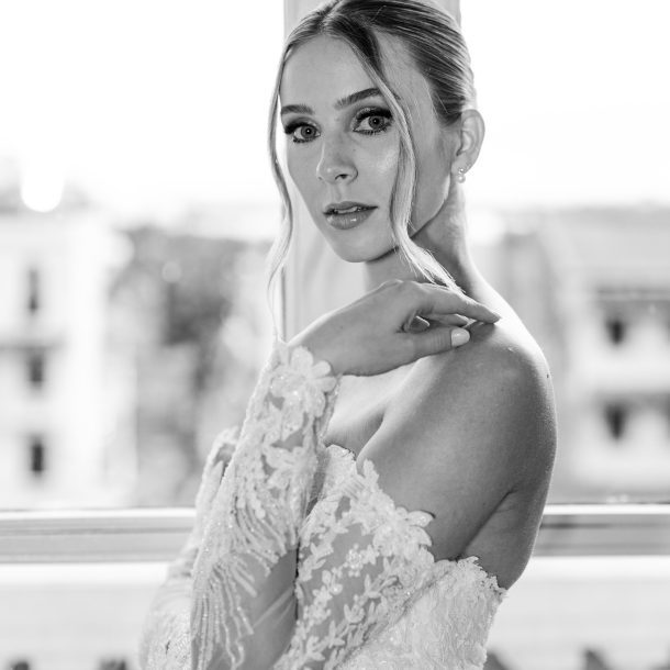 Retrato de novia en blanco y negro