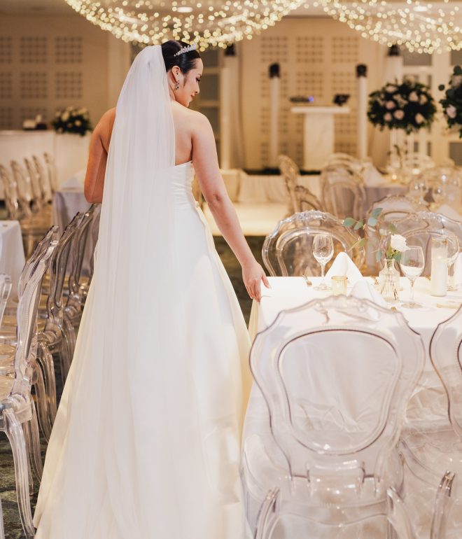 Novia y la decoración de salón